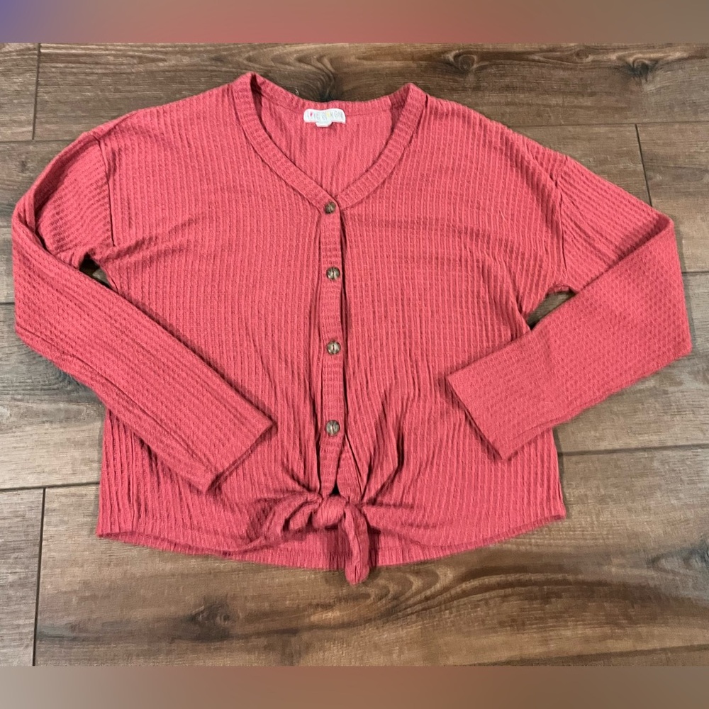 Love Glam Girl Button Front Tie Top Size 14